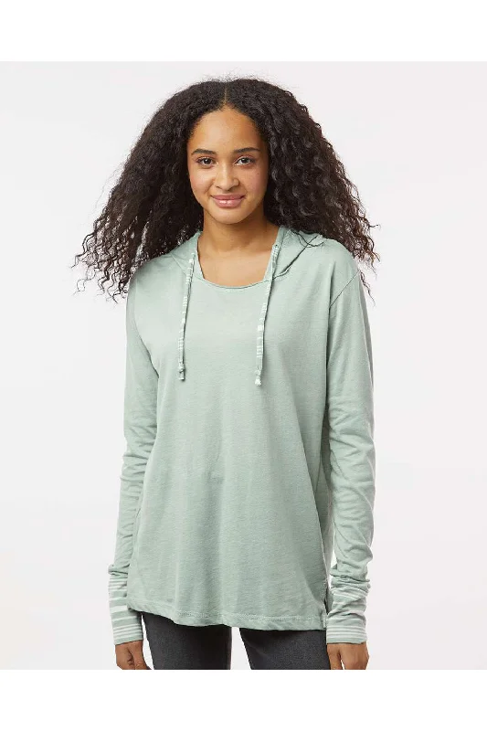 MV Sport Womens Heathered Jersey Hooded T-Shirt Hoodie - Greenstone - NEW