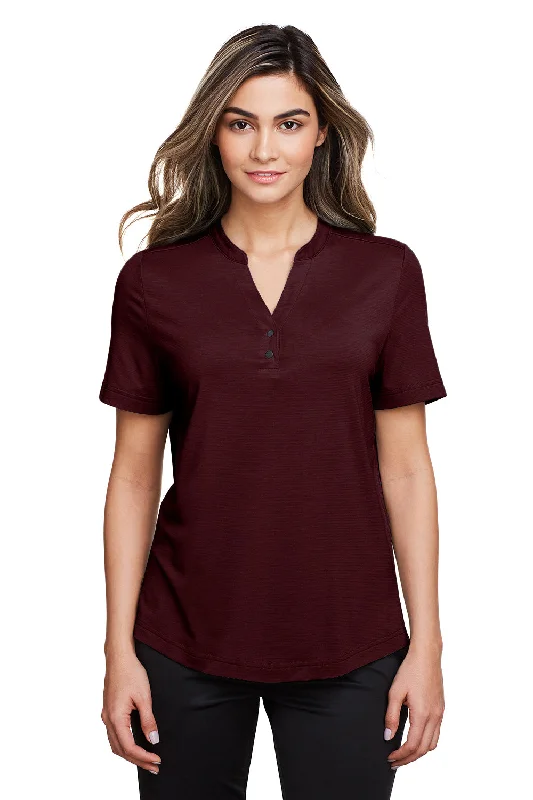 North End Womens Jaq Performance Moisture Wicking Short Sleeve Polo Shirt - Burgundy