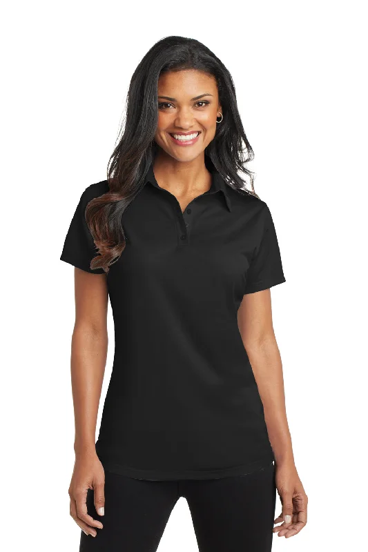 Port Authority Womens Dimension Moisture Wicking Short Sleeve Polo Shirt - Black