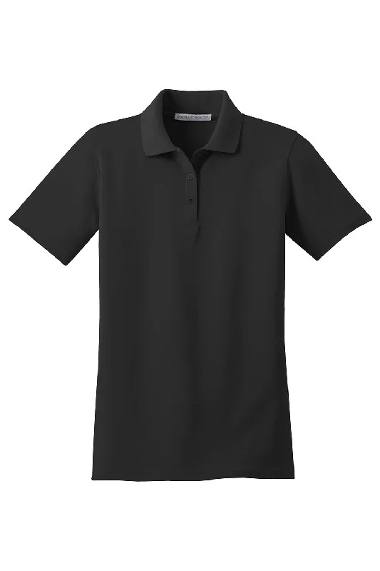 Port Authority Womens Moisture Wicking Short Sleeve Polo Shirt - Black