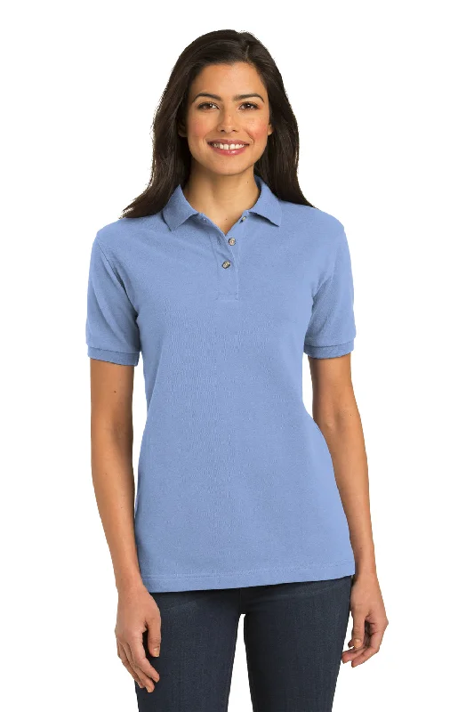 Port Authority Womens Shrink Resistant Short Sleeve Polo Shirt - Light Blue - Closeout