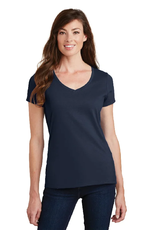 Port & Company Womens Fan Favorite Short Sleeve V-Neck T-Shirt - Deep Navy Blue