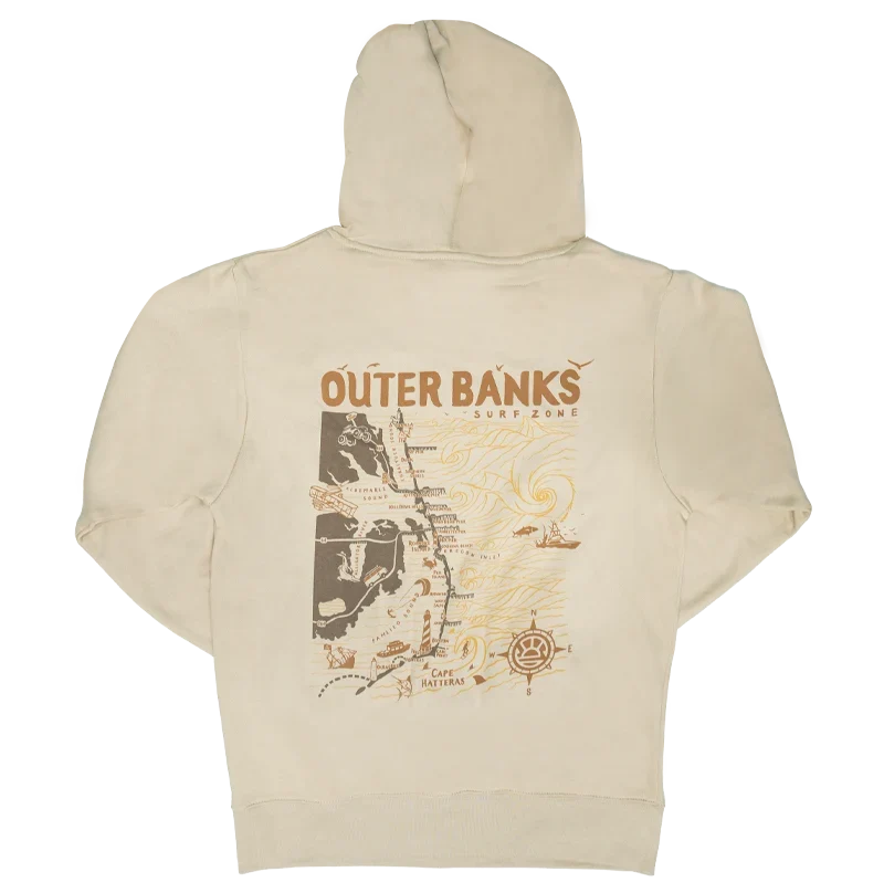 REAL Outer Banks Map Wmn's Hooded Sweatshirt-Bone