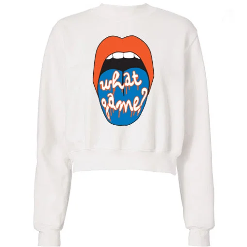 Royal Blue & Orange What Game Lips Cropped Sweatshirt