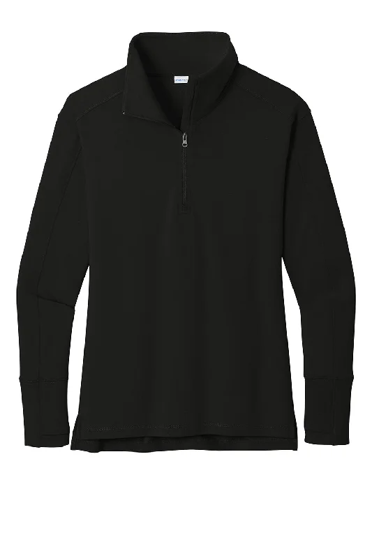 Sport-Tek Womens Flex Fleece Moisture Wicking 1/4 Zip Sweatshirt - Black