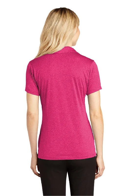 Sport-Tek Womens Heather Contender Moisture Wicking Short Sleeve Polo Shirt - Heather Raspberry Pink