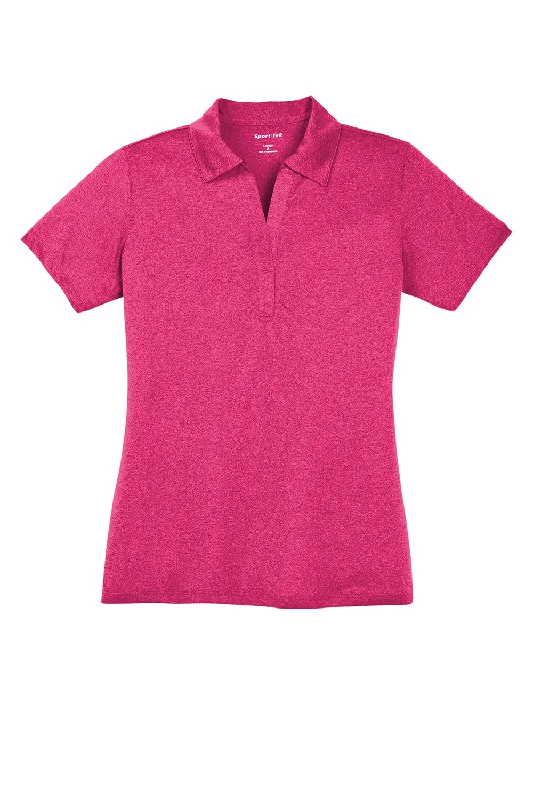 Sport-Tek Womens Heather Contender Moisture Wicking Short Sleeve Polo Shirt - Heather Raspberry Pink