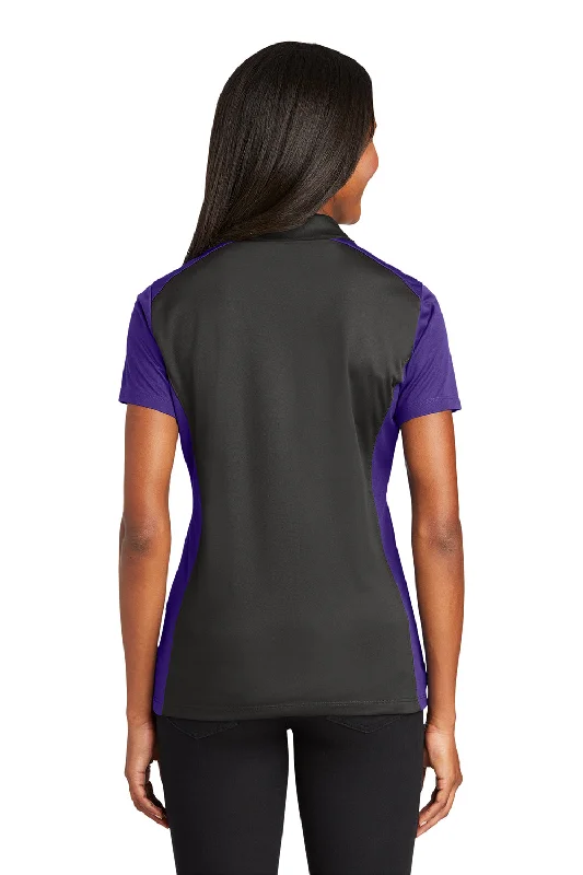 Sport-Tek Womens Sport-Wick Moisture Wicking Short Sleeve Polo Shirt - Iron Grey/Purple