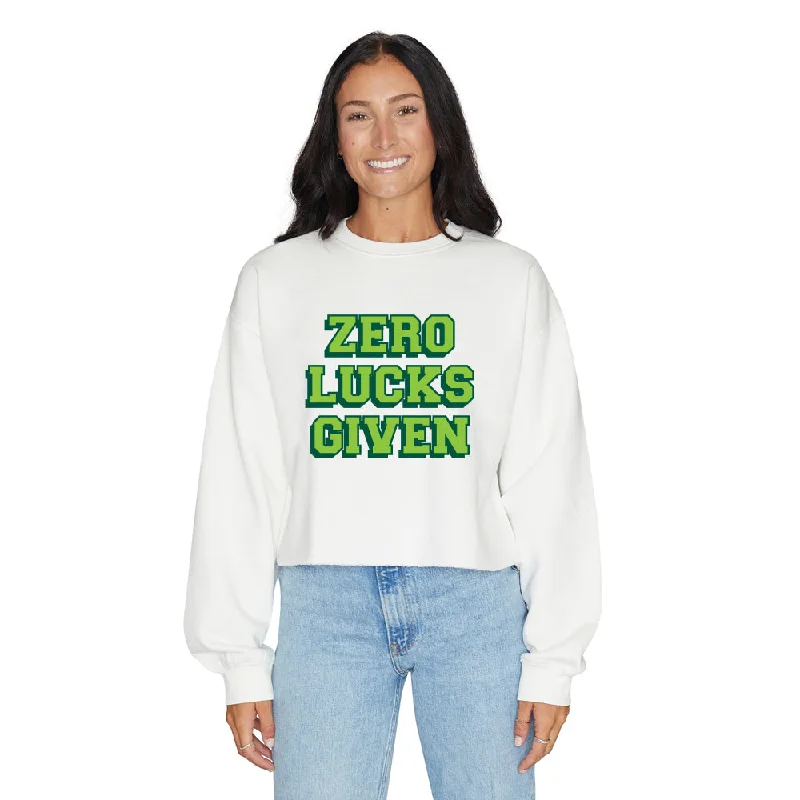 Zero Lucks Given White Cropped Crewneck