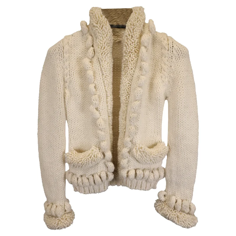 Alexander McQueen Angora Mix Cardigan in Ecru Wool