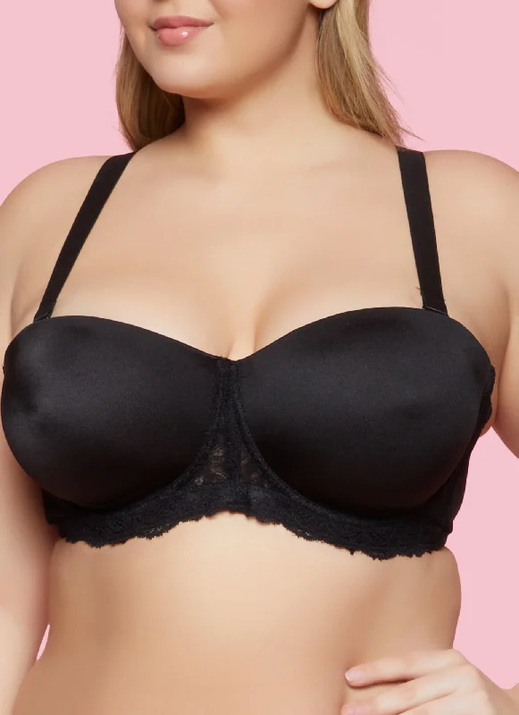 Plus Size Black Balconette Bra | Converts to Strapless