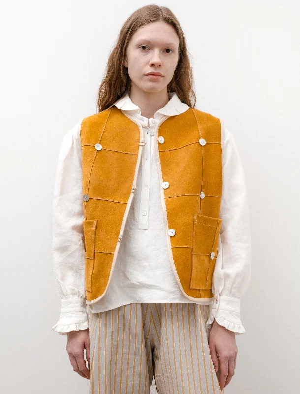 Pearl Leather Ella Vest Mustard