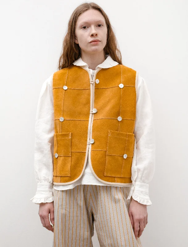 Pearl Leather Ella Vest Mustard