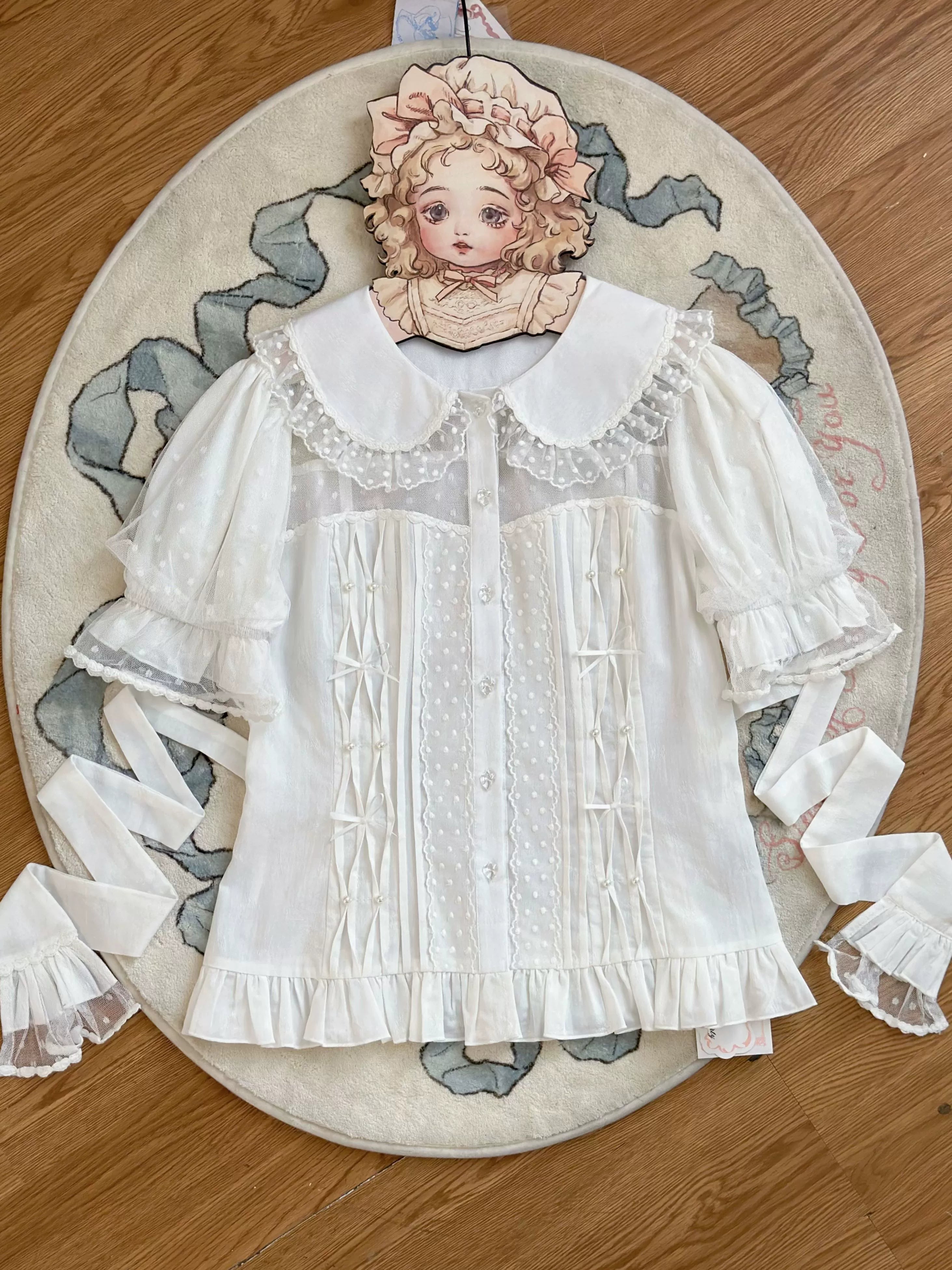 Magic Tea Party~Little Heart~Cotton Lolita Shirt Versatile Puffy Sleeve Blouse