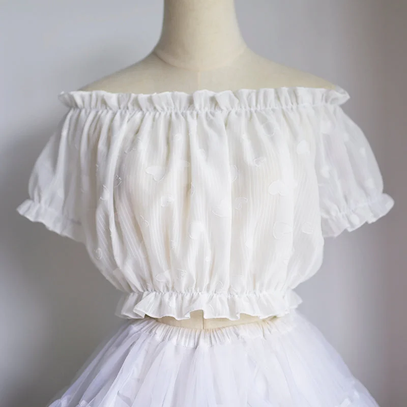 Doris Night~Summer Chiffon Lolita Off-shoulder Blouse