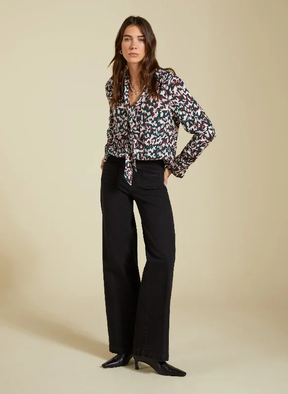 Effie Printed Tie Neck Blouse