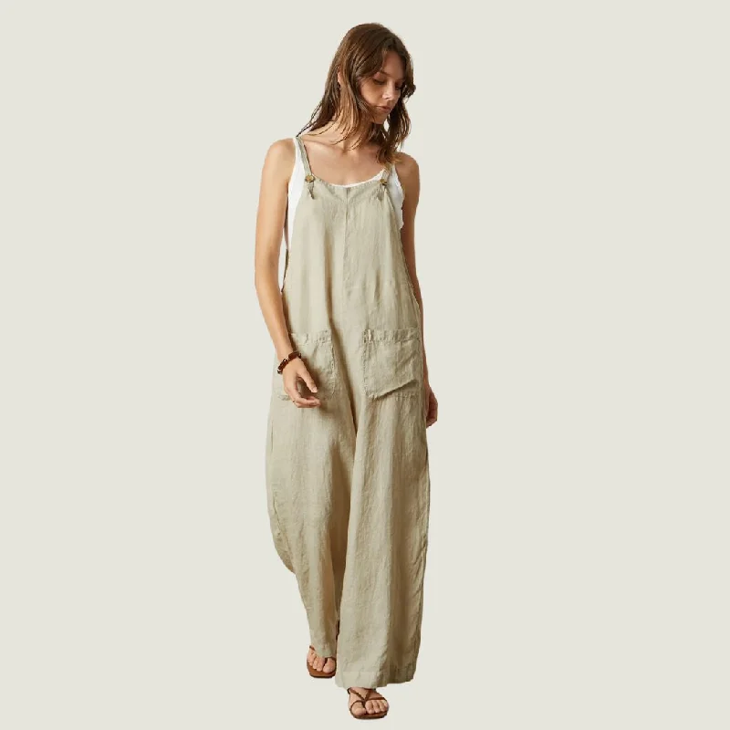 Isabel Linen Overalls (Cobble)