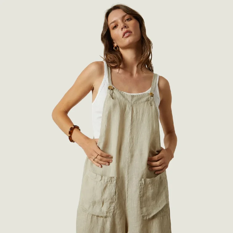 Isabel Linen Overalls (Cobble)