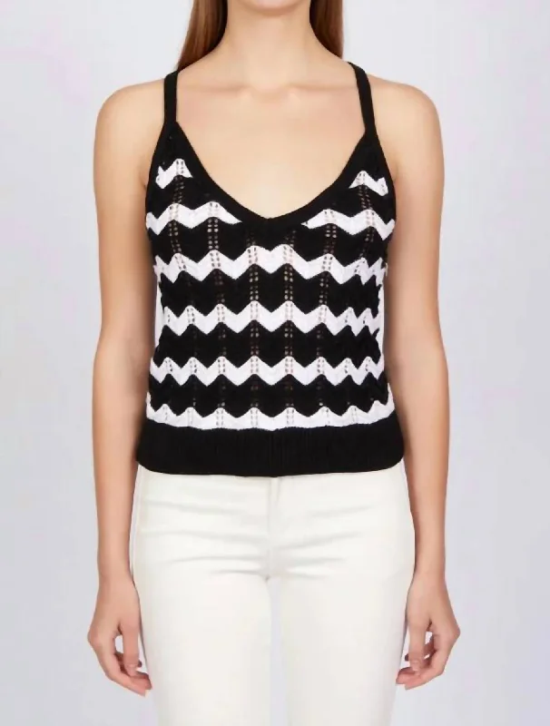 Izzie Chevron Stripe Tank In Black Multi