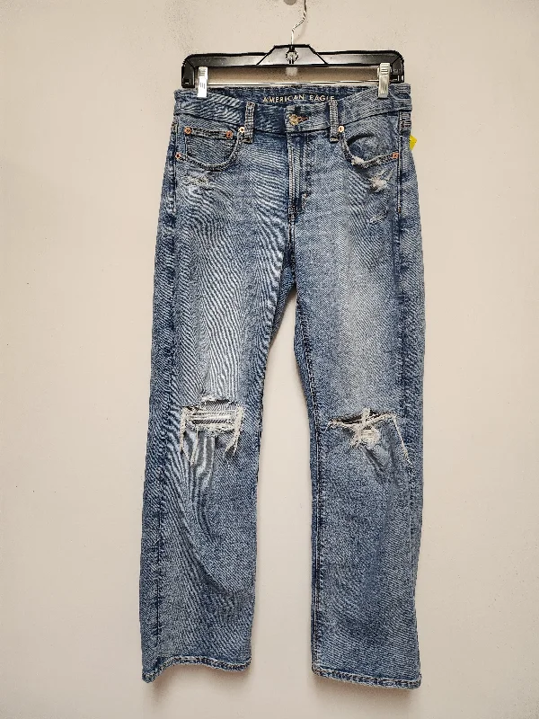 Jeans Straight By American Eagle In Blue Denim, Size: 6