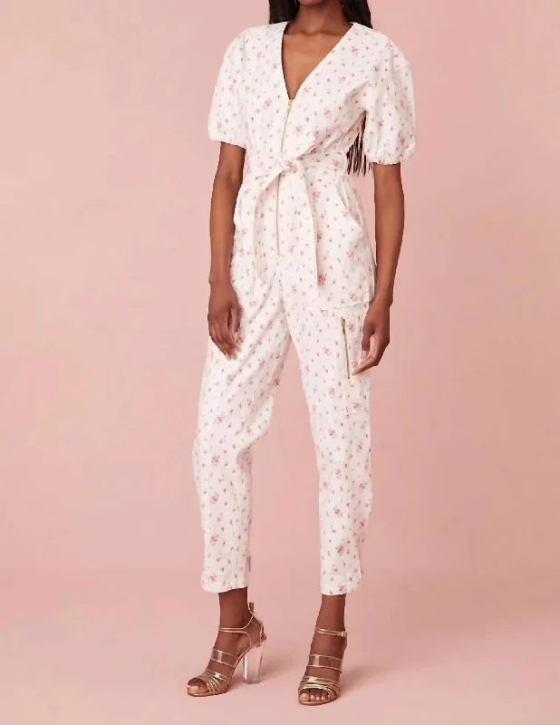 Jeni Jumpsuit In Carmine Floral