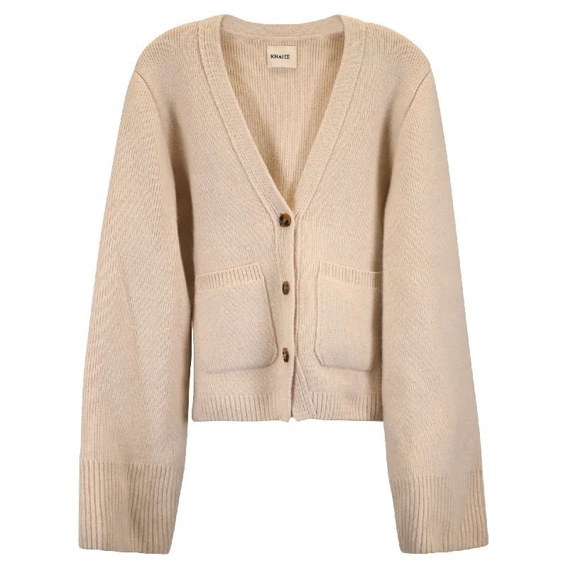 Khaite Scarlet Cardigan in Beige Cashmere