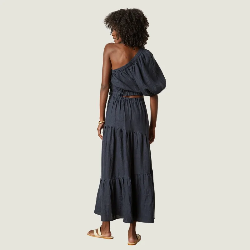 Linen One Shoulder Dress (Shadow)