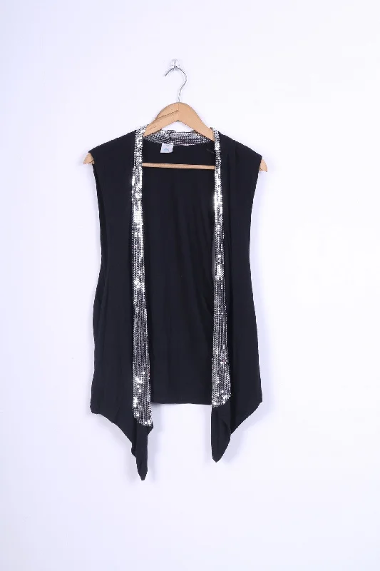 M&S Womens XXL Waterfall Vest Sequins Black Party