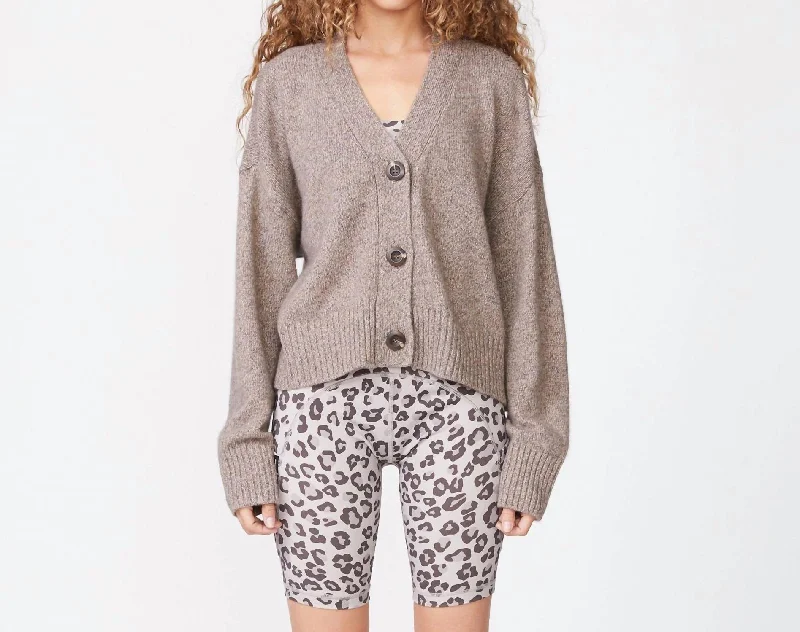 Marled Oversized Cashmere Cardigan In Brown