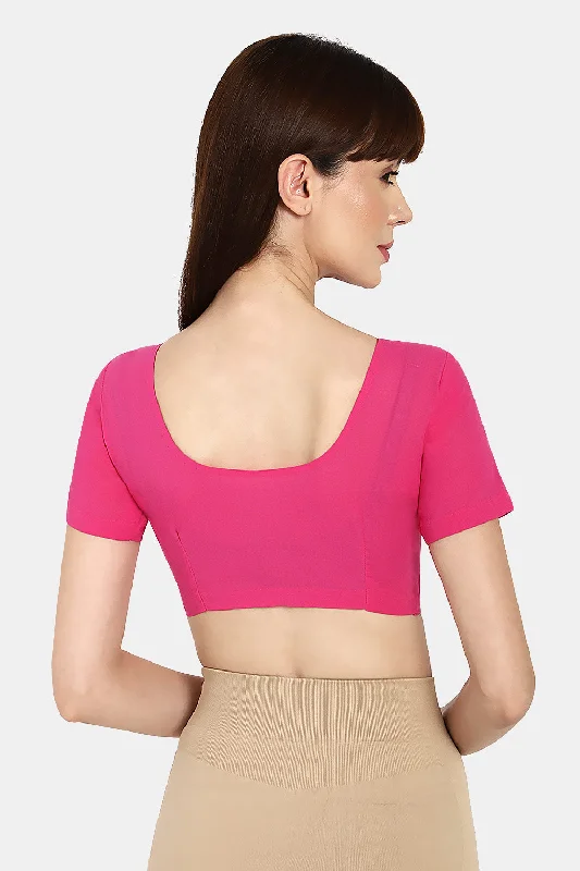 Naidu Hall Round neck short sleeve blouse - Fuchsia