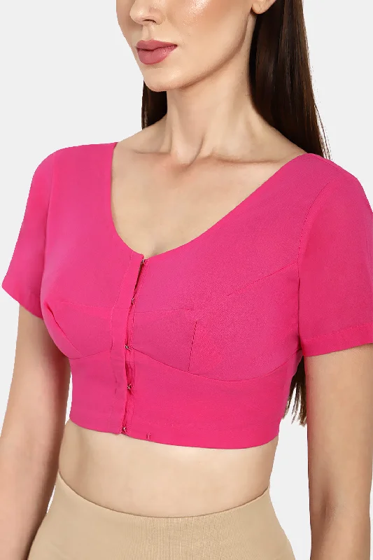 Naidu Hall Round neck short sleeve blouse - Fuchsia