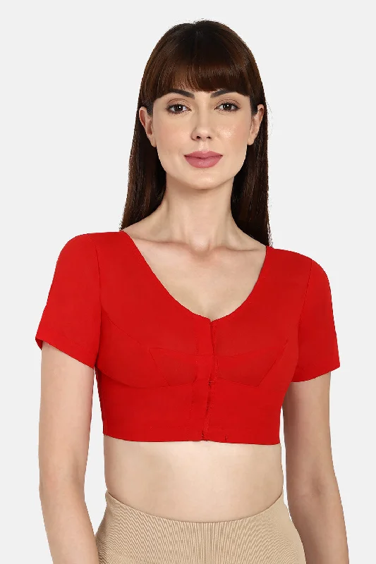 Naidu Hall Round neck short sleeve blouse - Red