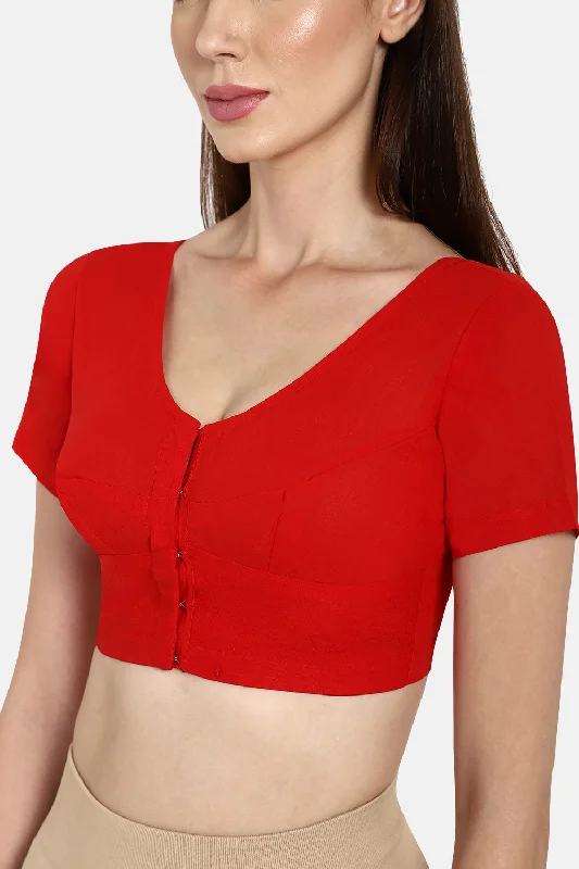 Naidu Hall Round neck short sleeve blouse - Red