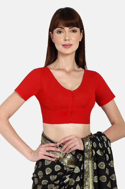 Naidu Hall Round neck short sleeve blouse - Red