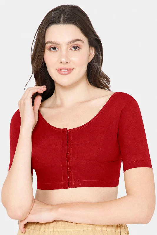 Naidu Hall Round neck short sleeve blouse - Maroon