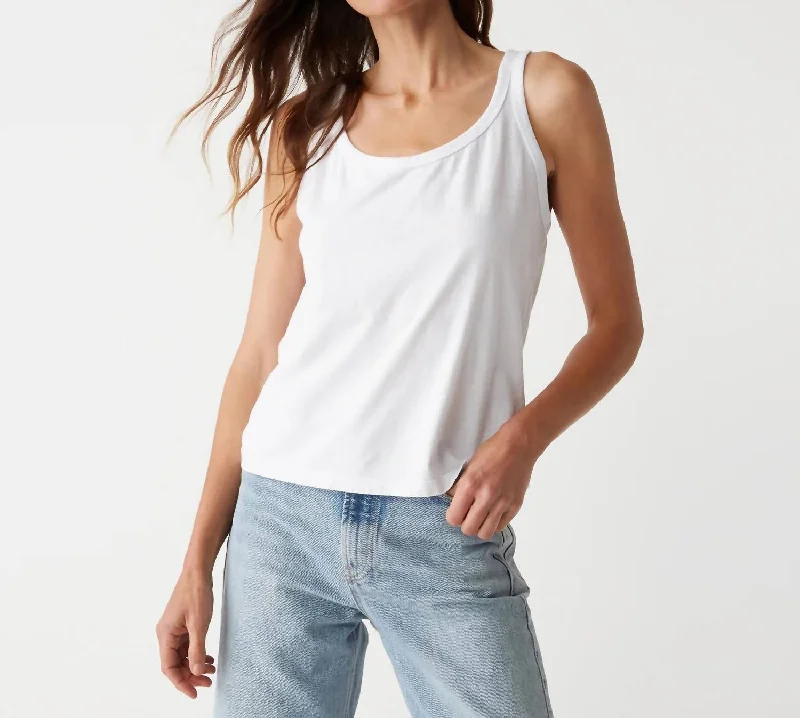 Olympia Scoop Neck Tank In White