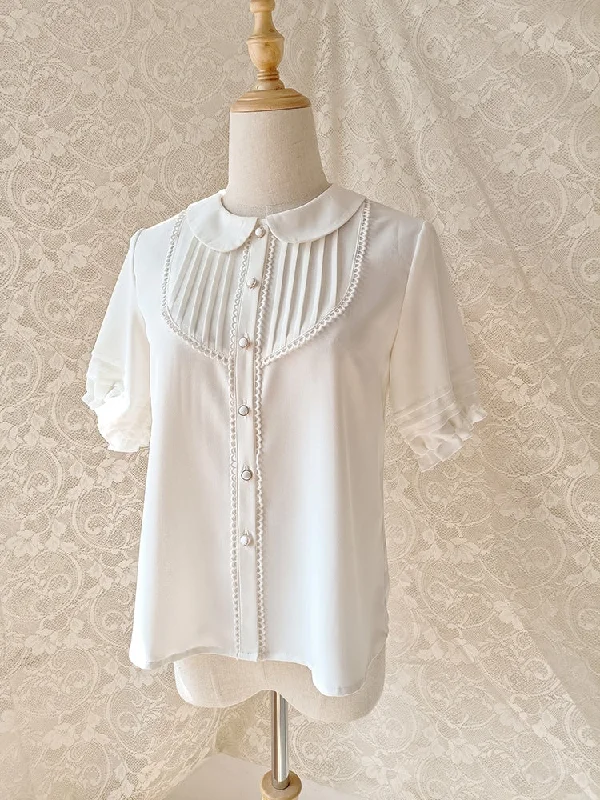 Youlan Lane~Elegant Lolita Chiffon White Short Blouse