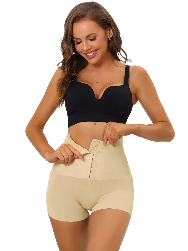 Women's Butt Lifter Waist Trainer Body Shaper High Waisted Boyshorts Shapewear with Hooks Closure