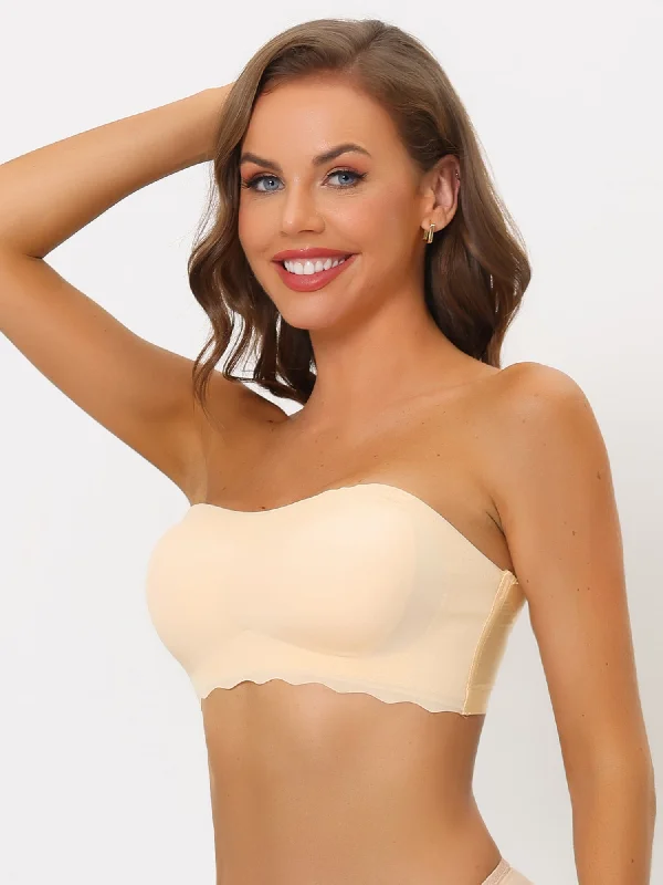 Women's Bandeau Bra Wirefree Non-Slip Tube Top Removable Straps Strapless Bras