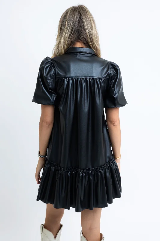 Pleather Ruffle Dress