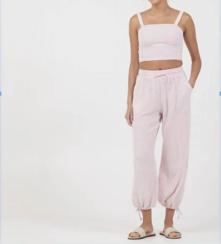 Washed Gauze Cropped Tank In Pink