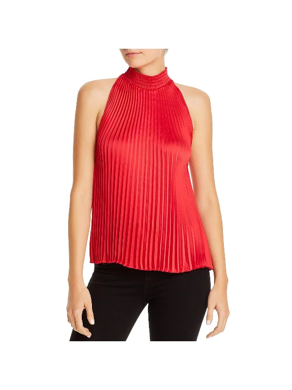 Womens Charmeuse Pleated Halter Top