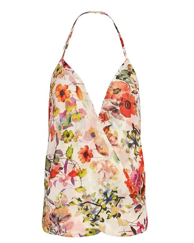 Women's Floral Halter Tank Top In Multi