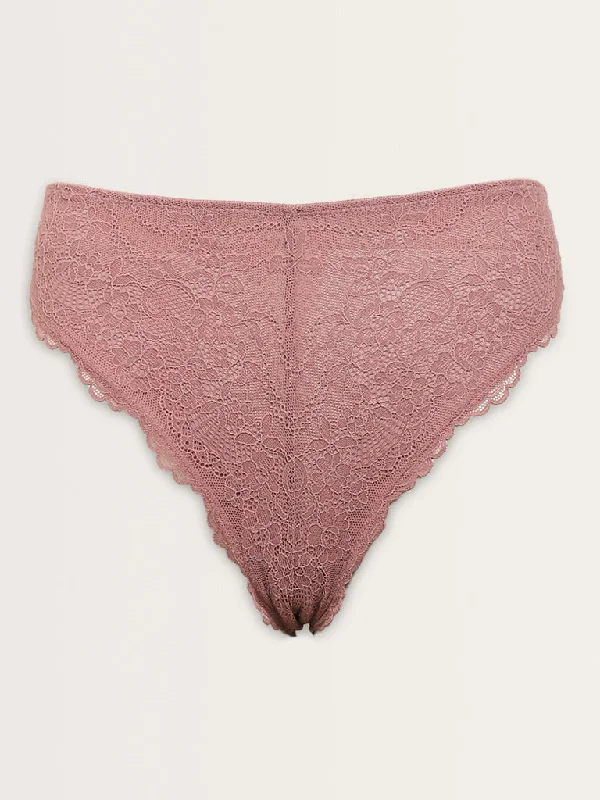 Wunderlove Dusty Mauve Lace Detailed Brazilian Brief