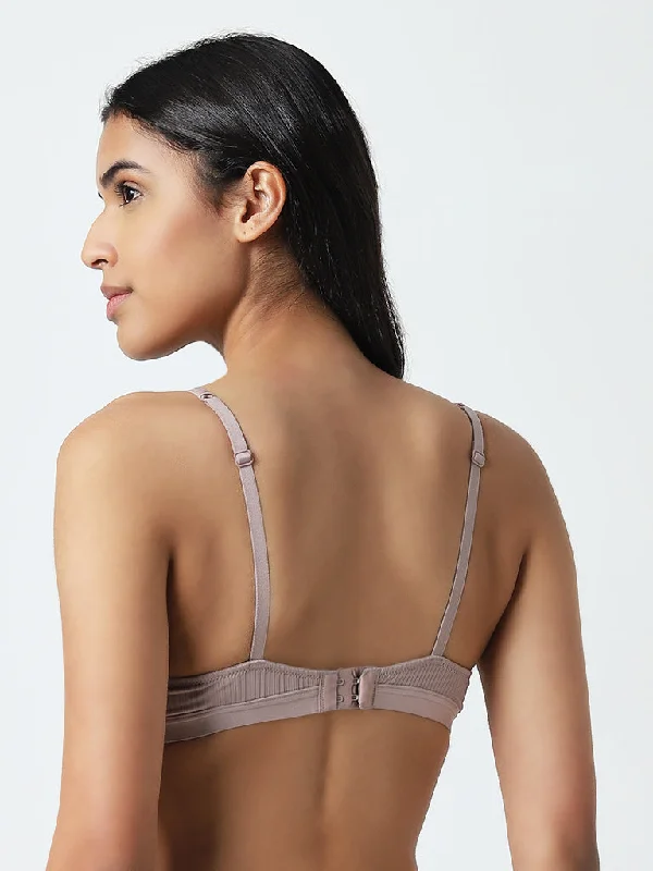 Wunderlove Light Mauve Striped Padded and Wired Bra