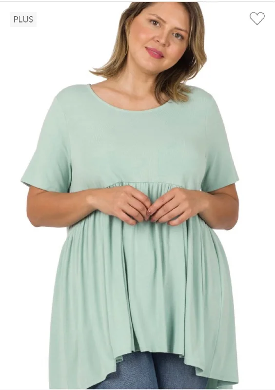 SALE!! 34 SSS {Feeling The Love} Dusty Green Babydoll Tunic PLUS SIZE 1X 2X 3X