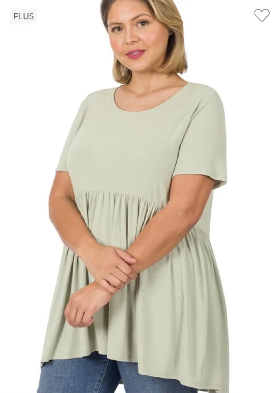 SALE!! 43 SSS-L {Feeling The Love} Light  Sage Babydoll Tunic   PLUS SIZE 1X 2X 3X