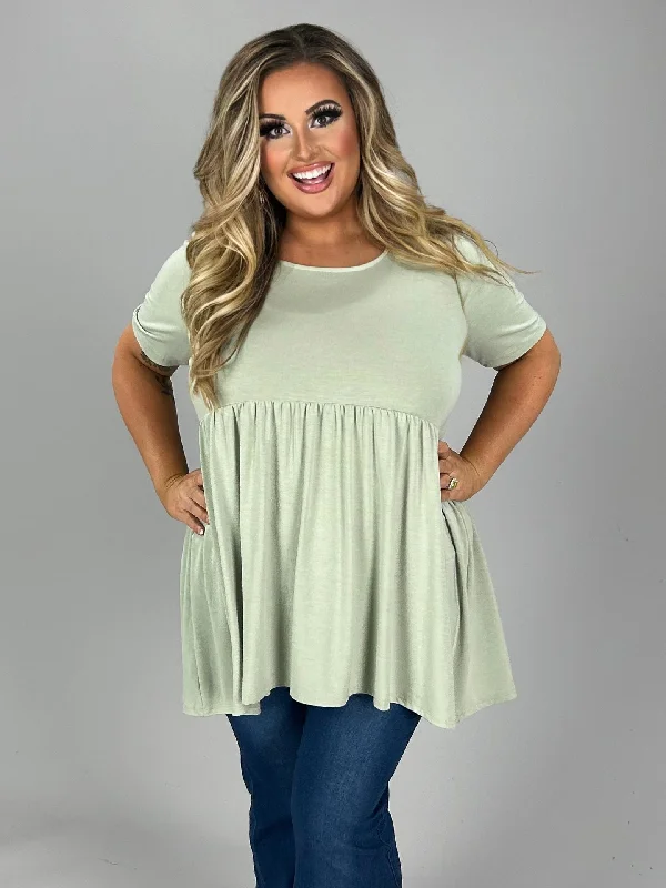 SALE!! 43 SSS-L {Feeling The Love} Light  Sage Babydoll Tunic   PLUS SIZE 1X 2X 3X