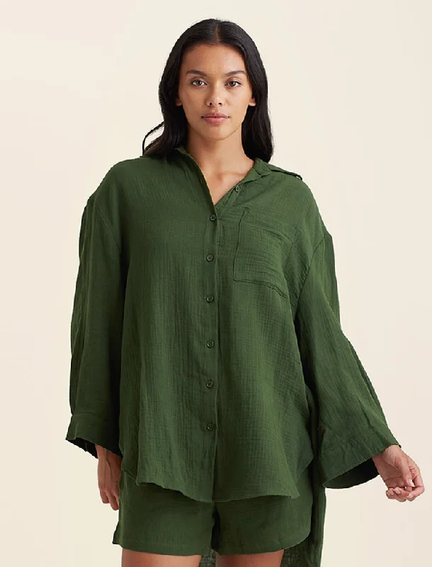 Ashley Textured Cotton Oversized Shirt