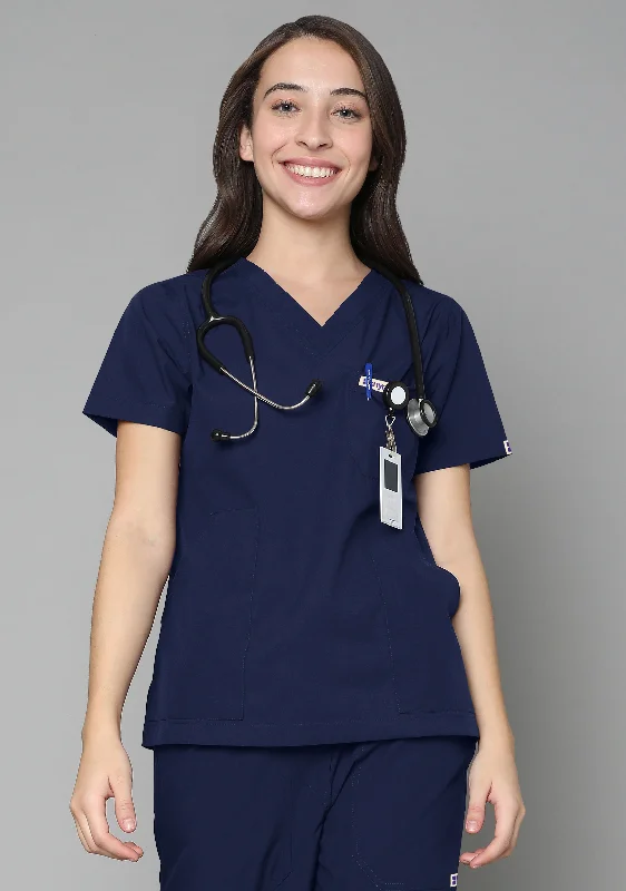 Classic Women's V-Neck (Navy Blue) Scrub